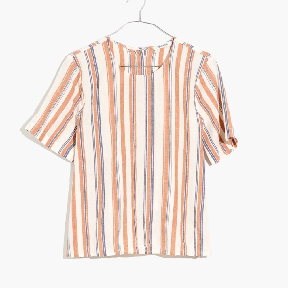 Madewell Boxy Button-Back Top In Haines Stripe - … - image 1
